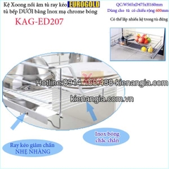 Kệ xoong nồi âm tủ có ray kéo 600 EUROGOLD KAG-ED207