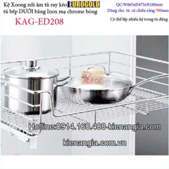Kệ xoong nồi âm tủ có ray kéo 700 EUROGOLD KAG-ED208