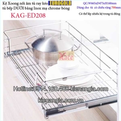 Kệ xoong nồi âm tủ có ray kéo 700 EUROGOLD KAG-ED208
