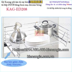 Kệ xoong nồi âm tủ có ray kéo 700 EUROGOLD KAG-ED208