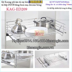 Kệ xoong nồi âm tủ có ray kéo 750 EUROGOLD KAG-ED209