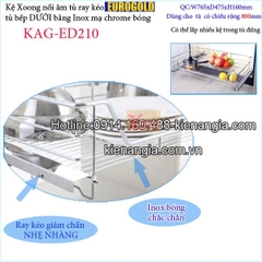 Kệ xoong nồi âm tủ có ray kéo 800 EUROGOLD KAG-ED210