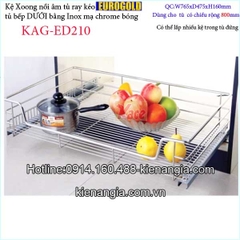 Kệ xoong nồi âm tủ có ray kéo 800 EUROGOLD KAG-ED210