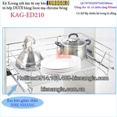 Kệ xoong nồi âm tủ có ray kéo 800 EUROGOLD KAG-ED210