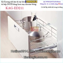 Kệ xoong nồi âm tủ có ray kéo 900 EUROGOLD KAG-ED211