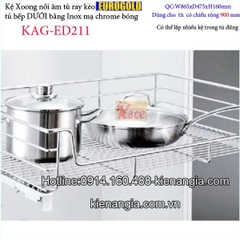 Kệ xoong nồi âm tủ có ray kéo 900 EUROGOLD KAG-ED211