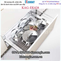 Kệ xoong nồi chén dĩa EUROKIT 80cm KAG-EK428, khuyến mãi lắp đặt TPHCM