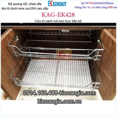 Kệ xoong nồi chén dĩa EUROKIT 80cm KAG-EK428, khuyến mãi lắp đặt TPHCM