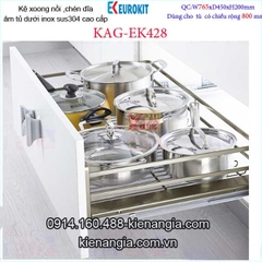 Kệ xoong nồi chén dĩa EUROKIT 80cm KAG-EK428, khuyến mãi lắp đặt TPHCM