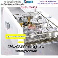 Kệ xoong nồi chén dĩa EUROKIT 80cm KAG-EK428, khuyến mãi lắp đặt TPHCM