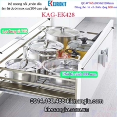 Kệ xoong nồi chén dĩa EUROKIT 80cm KAG-EK428, khuyến mãi lắp đặt TPHCM