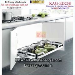 Kệ xoong nồi chén dĩa inox hộp âm tủ 90cm EUROGOLD-KAG-ED258