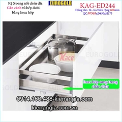 Kệ xoong nồi chén dĩa inox hộp gắn cánh tủ 60cm EUROGOLD-KAG-ED244