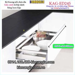 Kệ xoong nồi chén dĩa inox hộp gắn cánh tủ 70cm EUROGOLD-KAG-ED245