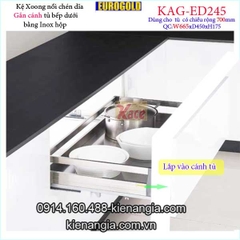 Kệ xoong nồi chén dĩa inox hộp gắn cánh tủ 70cm EUROGOLD-KAG-ED245