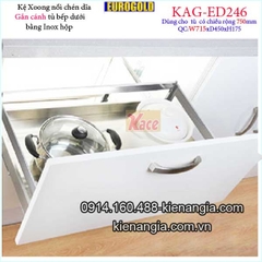 Kệ xoong nồi chén dĩa inox hộp gắn cánh tủ 75cm EUROGOLD-KAG-ED246