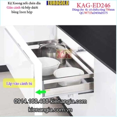 Kệ xoong nồi chén dĩa inox hộp gắn cánh tủ 75cm EUROGOLD-KAG-ED246