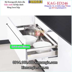 Kệ xoong nồi chén dĩa inox hộp gắn cánh tủ 75cm EUROGOLD-KAG-ED246