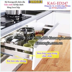 Kệ xoong nồi chén dĩa inox hộp gắn cánh tủ 80cm EUROGOLD-KAG-ED247
