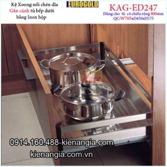 Kệ xoong nồi chén dĩa inox hộp gắn cánh tủ 80cm EUROGOLD-KAG-ED247