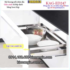 Kệ xoong nồi chén dĩa inox hộp gắn cánh tủ 80cm EUROGOLD-KAG-ED247