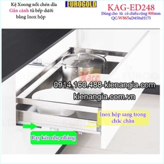 Kệ xoong nồi chén dĩa inox hộp gắn cánh tủ 90cm -EUROGOLD-KAG-ED248