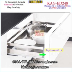 Kệ xoong nồi chén dĩa inox hộp gắn cánh tủ 90cm -EUROGOLD-KAG-ED248