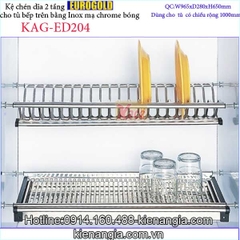 Khay chén dĩa 2 tầng tủ bếp trên 1 mét EUROGOLD KAG-ED204