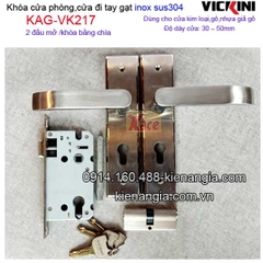 Khóa cửa đi,cửa phòng tay gạt sus 304 VICKINI KAG-VK217