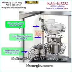 Mâm xoay 1 phần 2 180 độ tủ bếp EUROGOLD-KAG-ED232