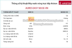 Máy nước nóng không bơm Ariston AURES EASY KAG-SB35E-VN