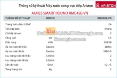 Máy nước nóng không bơm Ariston AURES SMART ROUND KAG-RMC45E-VN