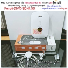 Máy nước nóng trực tiếp Led căn hộ chung cư Ferroli KAG-Divo SDN 4.5S