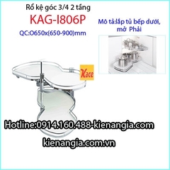 Rổ kệ góc Inox 2 tầng 3/4 mở phải KAG-I806P
