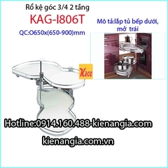 Rổ kệ góc Inox 2 tầng 3/4 mở phải KAG-I827P