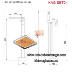 Sen tắm đặt sàn vuông cao cấp màu đen KAG-SBT04
