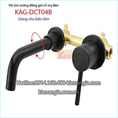 Vòi âm tường bồn tắmlavabo đồng mạ đen KAG-DCT04B