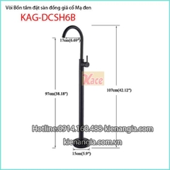 Vòi bồn tắm đặt sàn đồng giả cổ mạ đen KAG-DSCH6B