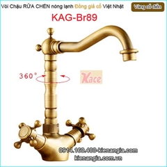 Vòi chậu rửa chén nóng lạnh đồng cổ điển KAG-Br89