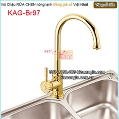 Vòi chậu rửa chén nóng lạnh đồng cổ điển KAG-Br97
