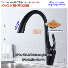 Vòi chậu rửa Nano đen RÚT DÂY nóng lạnh KAG-KBNRD205