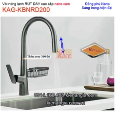 Vòi chậu rửa Nano xám RÚT DÂY nóng lạnh KAG-KBNRD200