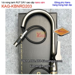 Vòi chậu rửa Nano xám RÚT DÂY nóng lạnh KAG-KBNRD203
