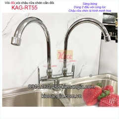 Vòi đôi,vòi rửa chén 2 đầu vòi sáng bóng KAG-RT55