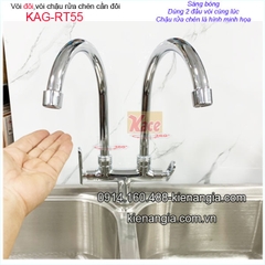 Vòi đôi,vòi rửa chén 2 đầu vòi sáng bóng KAG-RT55