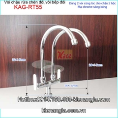 Vòi đôi,vòi rửa chén 2 đầu vòi sáng bóng KAG-RT55