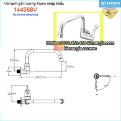 Vòi bếp lạnh gắn tường,vòi xả bồn Moen Mỹ 144968V