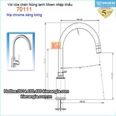 Vòi rửa chén bát nóng lạnh Moen-Mỹ 70111