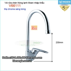 Vòi rửa chén bát nóng lạnh Moen-Mỹ V66111