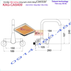 Vòi rửa chén gắn tường Caesar chính hãng KAG-CAS409